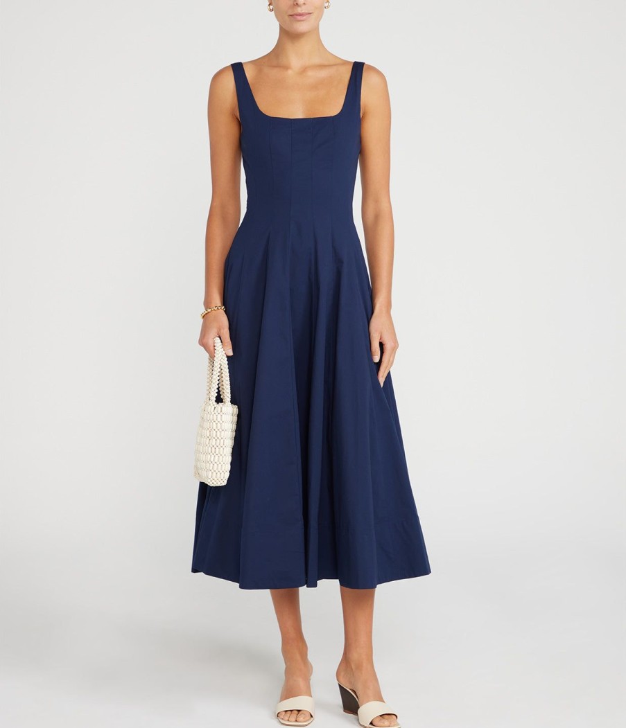 Clothing Staud | Wells Dress In Navy