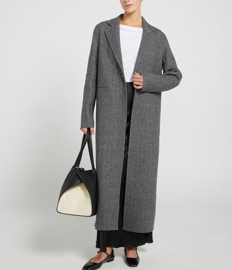 Clothing Friends with Frank | Thomas Wool Blend Coat In Charcoal Herringbone