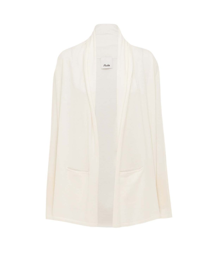 Clothing Allude | Open Cashmere Blend Cardigan In Ivory