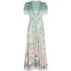 Clothing Saloni | Lea Silk Long Dress In Willow Garden