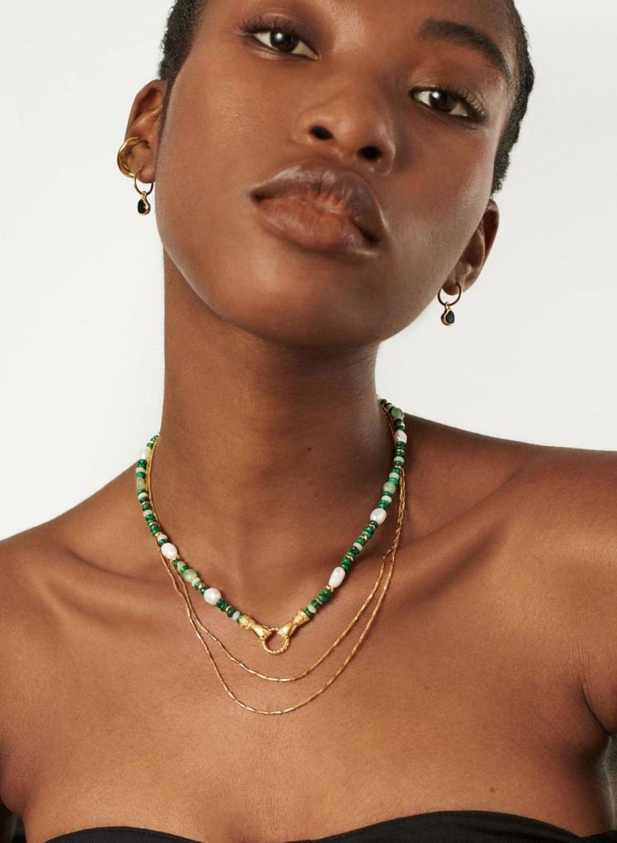 Accessories Missoma | Harris Reed X Missoma In Good Hands Beaded Necklace In Gold And Green