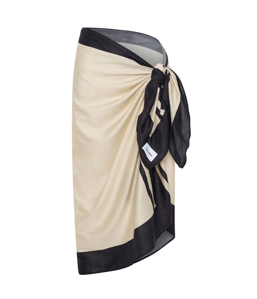 Clothing Solaqua | Mathise Sarong In Ecru And Noir Stripe