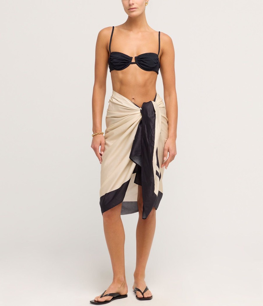 Clothing Solaqua | Mathise Sarong In Ecru And Noir Stripe