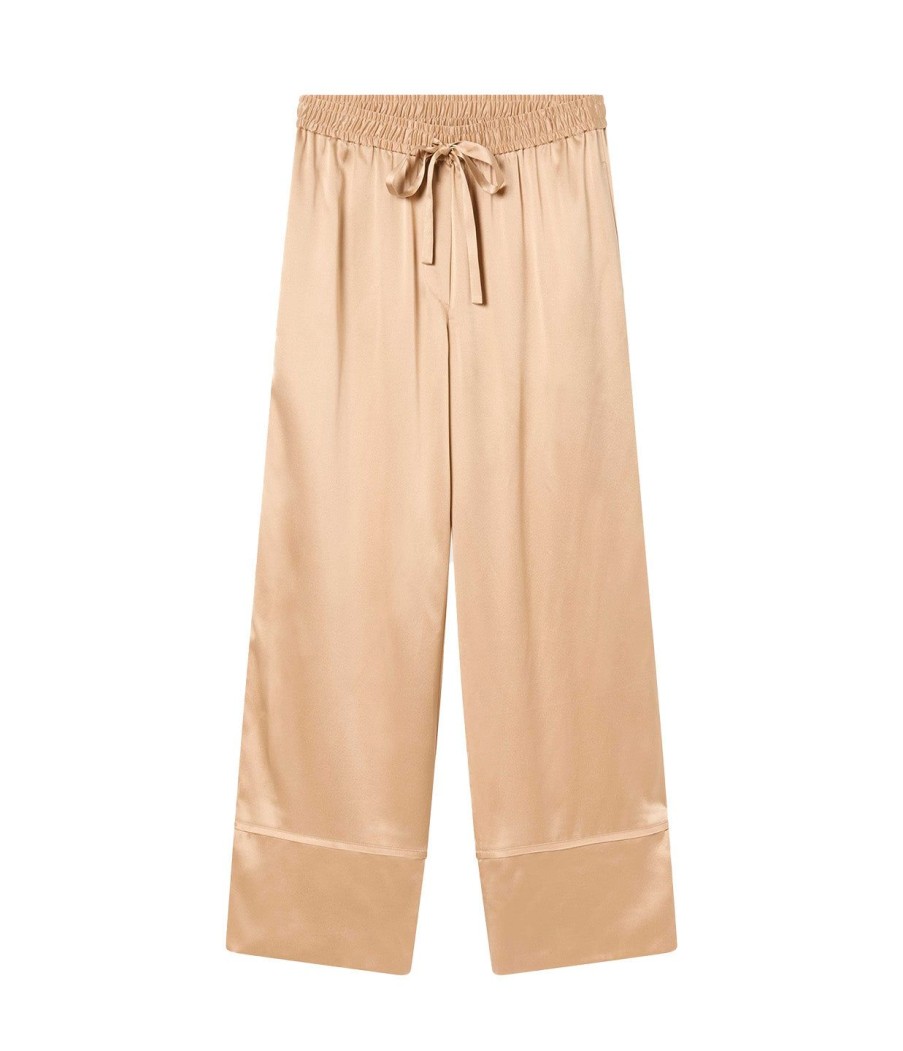 Clothing Lee Mathews | Stella Silk Satin Pj Pant In Honey