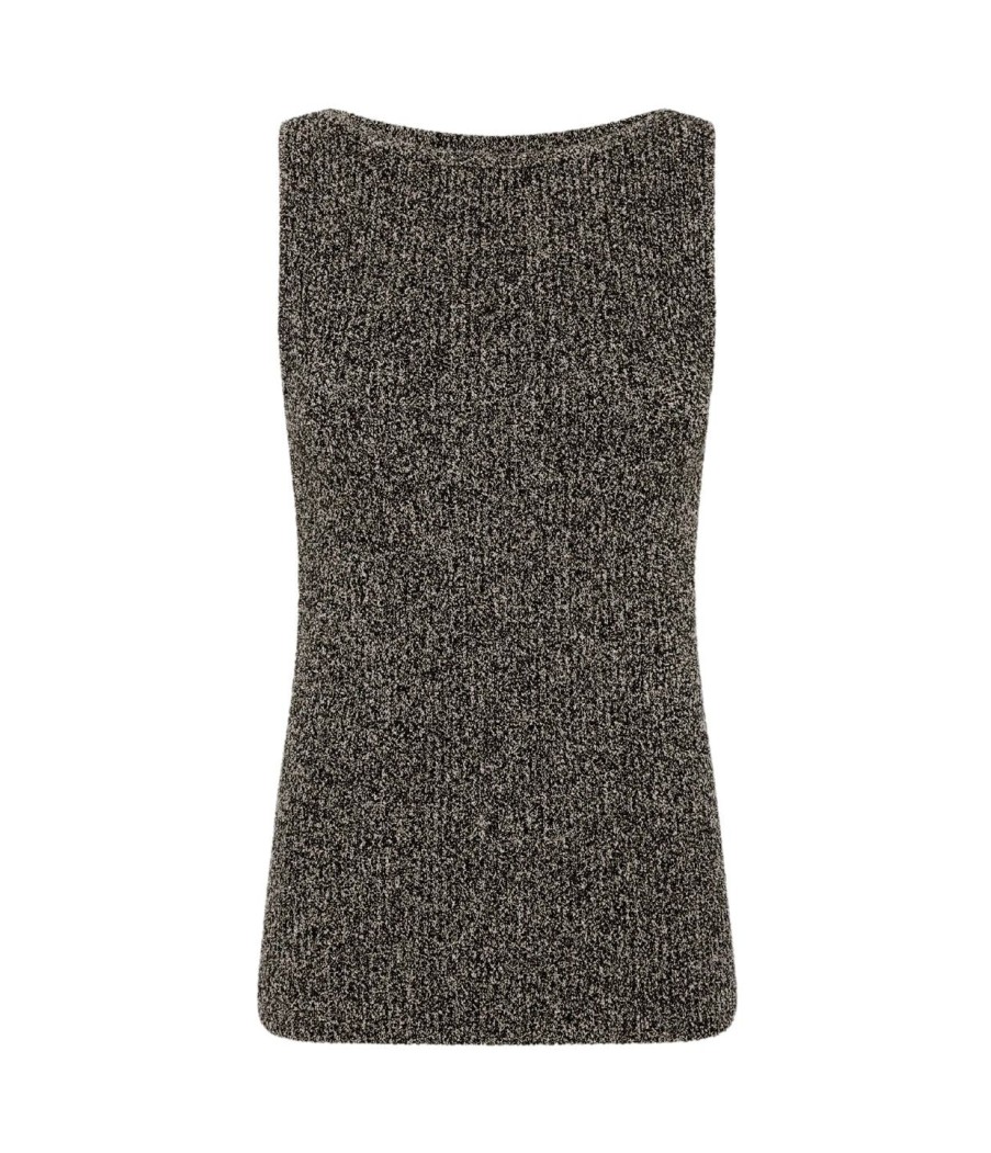 Clothing Friends with Frank | Tabatha Sleeveless Tank In Khaki And Black Boucle