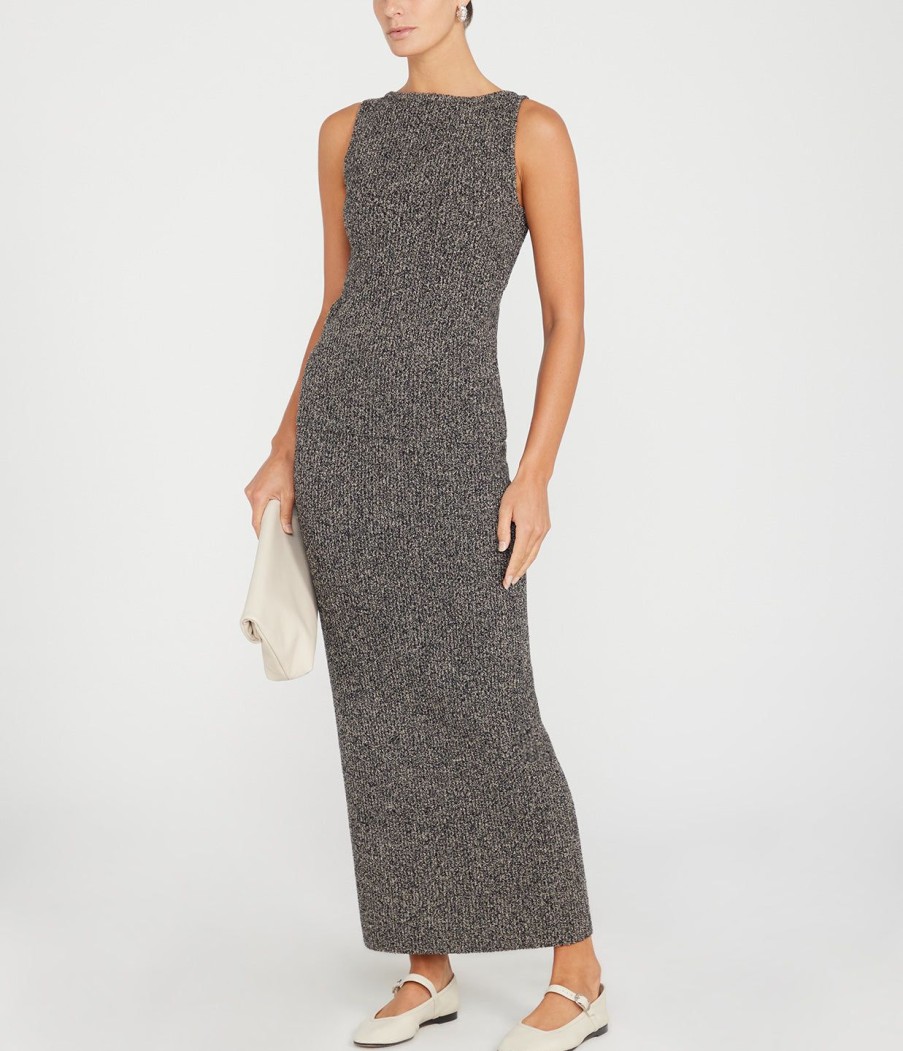 Clothing Friends with Frank | Tabatha Sleeveless Tank In Khaki And Black Boucle