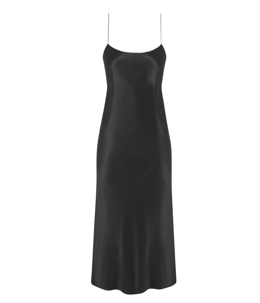 Clothing Refine | Carolyn Silk Slip Midi Dress In Black