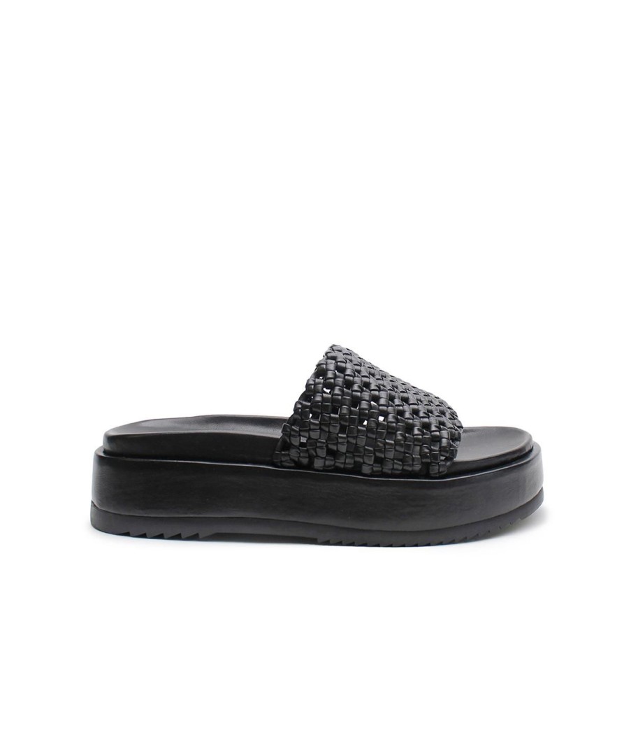 Shoes La Tribe | Knotted Platform Slide In Black