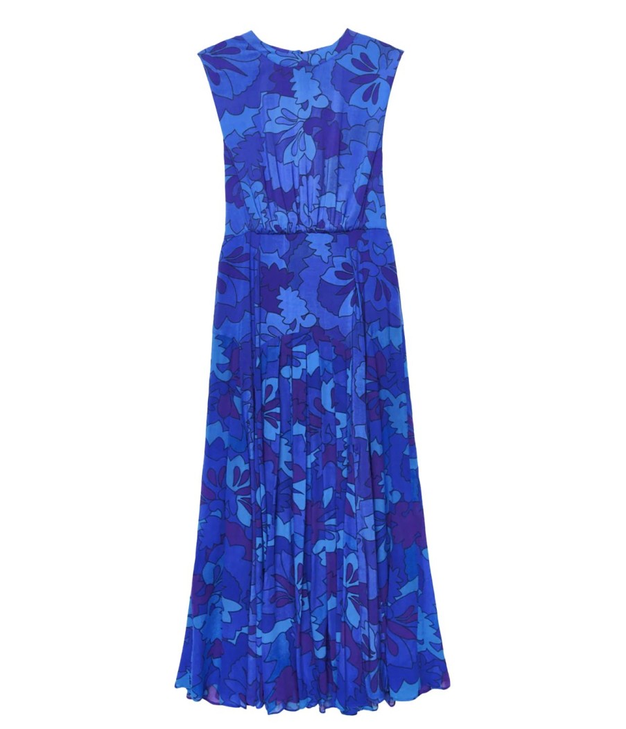 Clothing Rixo | Coralie Sleeveless Dress In Looking Glass Blue