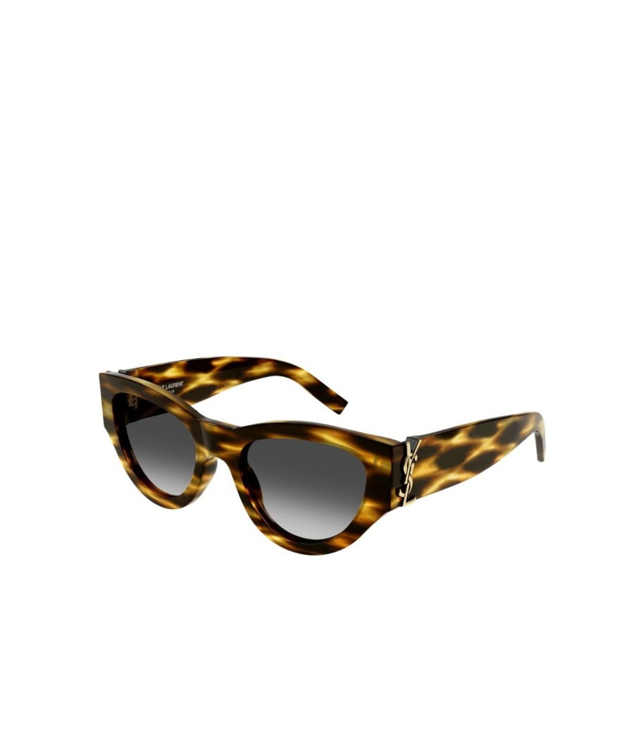 Accessories Saint Laurent | Cat-Eye Monogram Sunglasses In Havanna And Grey