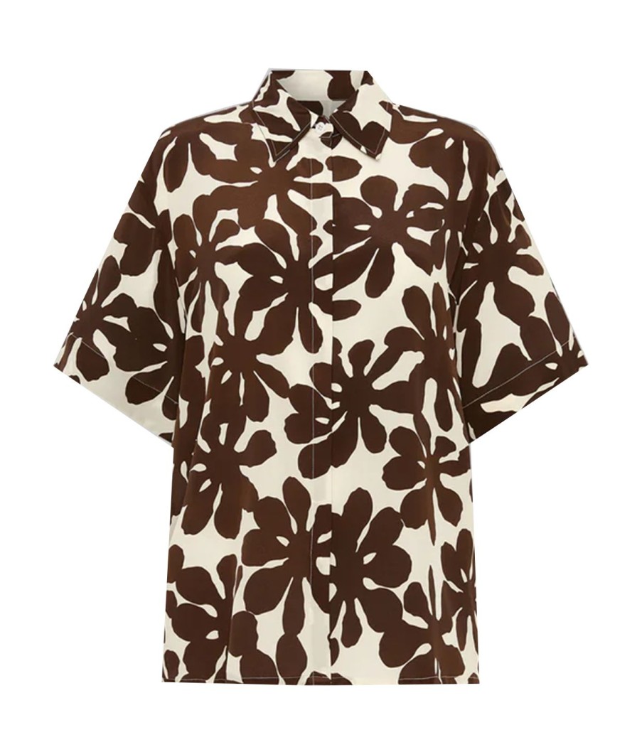 Clothing Friends with Frank | Benita Silk Short Sleeve Shirt In Botanica