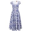 Clothing Staud | Shortsleeve Wells Dress In Blue Toile