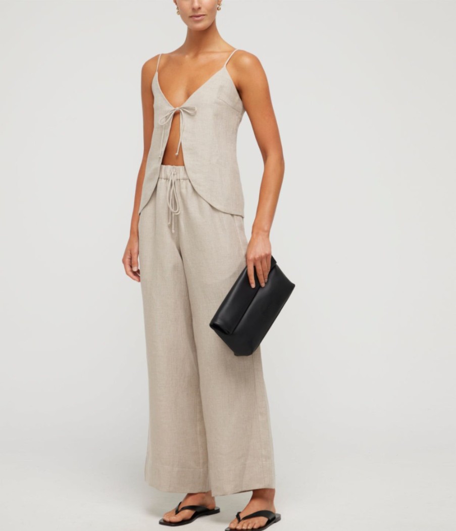 Clothing Casa Raki | Emma Linen Tie Trousers In Flax