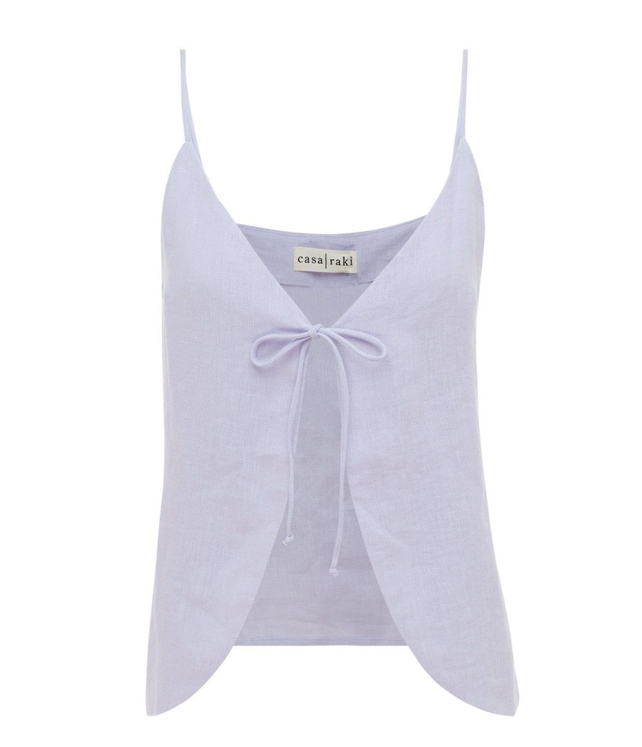 Clothing Casa Raki | Almendra Linen Tie Top In Lilac