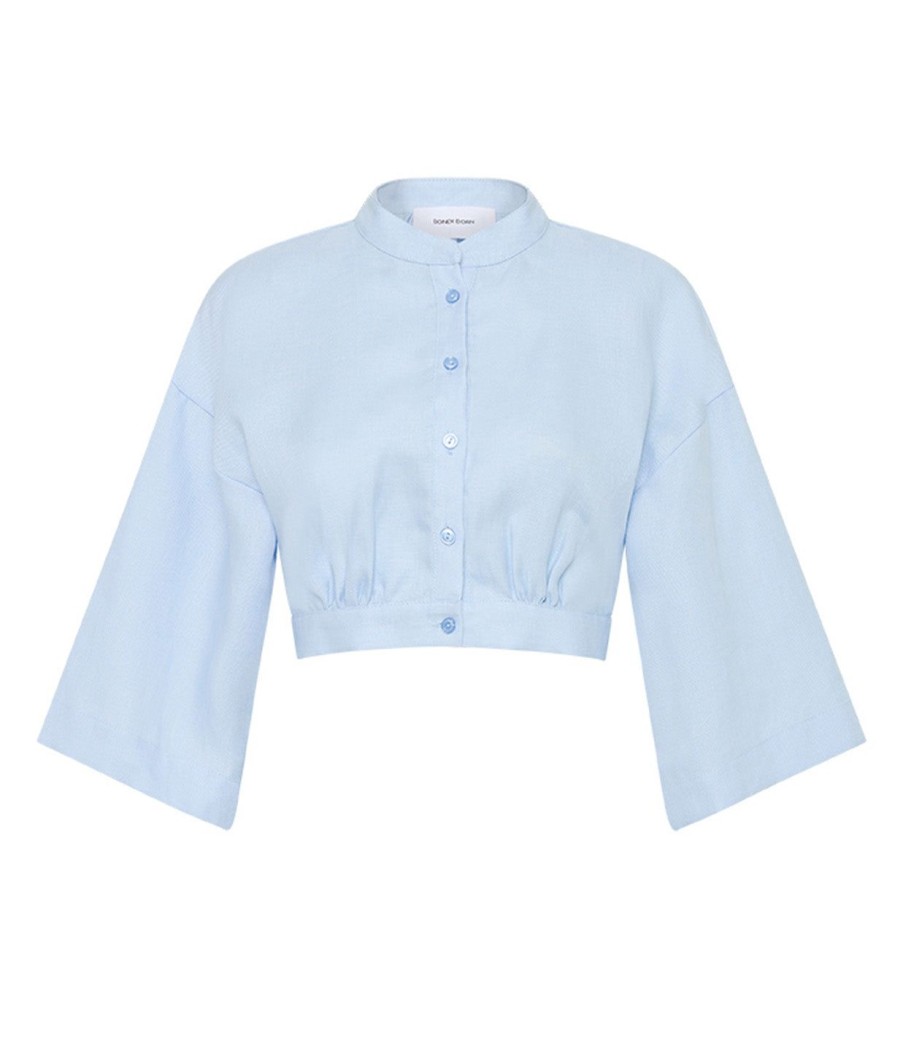 Clothing Bondi Born | Odessa Linen Top In Azul