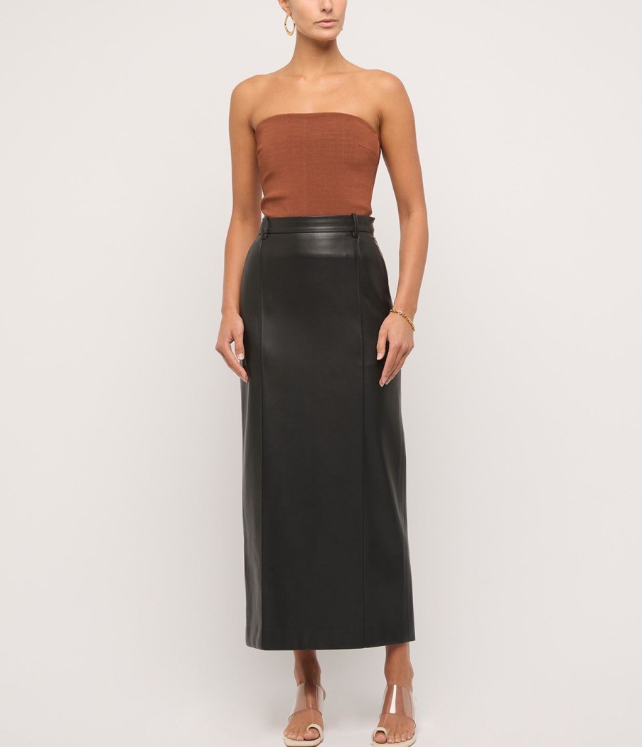 Clothing Esse Studios | Classico Leather Midi Skirt In Black