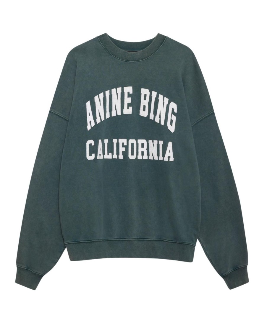 Clothing Anine Bing | Miles Sweatshirt In Washed Dark Sage