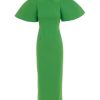 Clothing Solace London | Lora Structured Sleeve Midi Dress In Bright Green