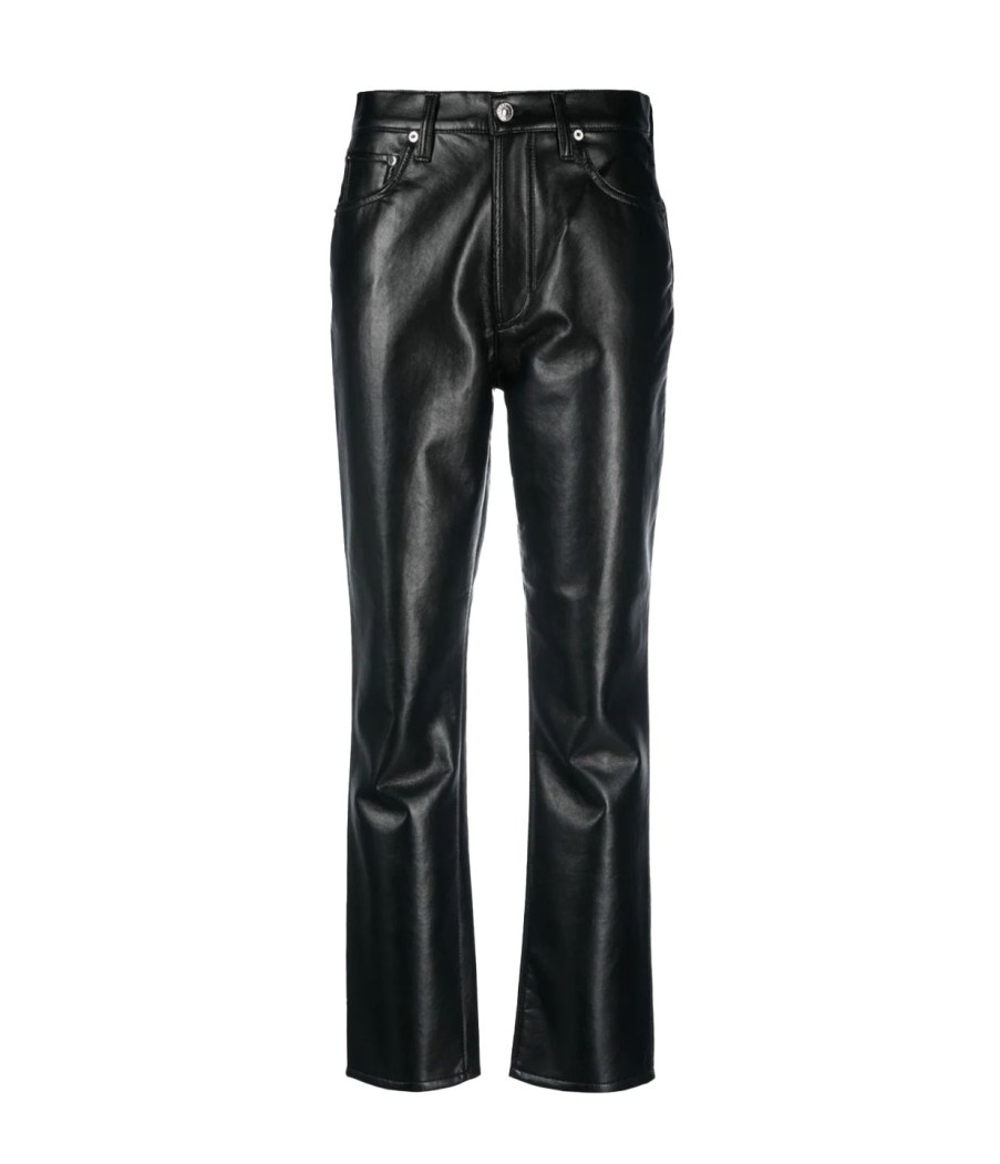 Clothing Agolde | Riley Long Recycled Leather Pant In Black