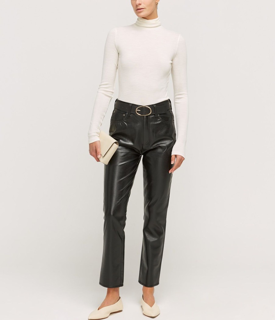 Clothing Agolde | Riley Long Recycled Leather Pant In Black