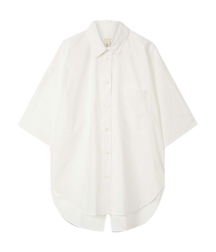 Clothing Lee Mathews | Signature Poplin Short Sleeve Shirt In White