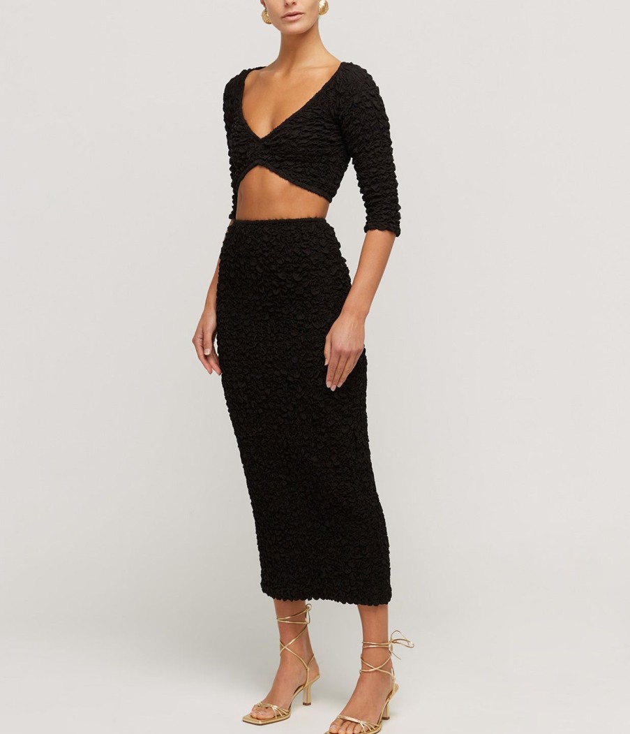 Clothing Mara Hoffman | Aja Popcorn Cropped Top In Black