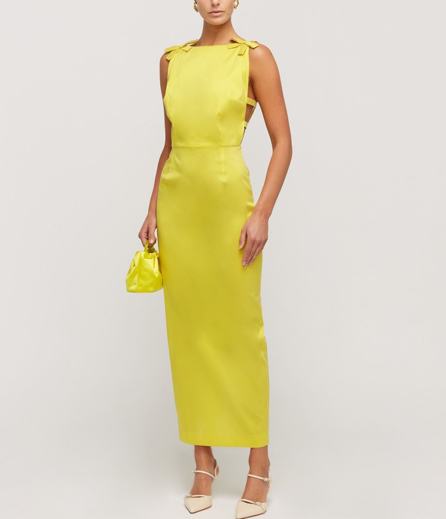 Clothing Bernadette | Kim Taffeta Midi Dress In Yellow