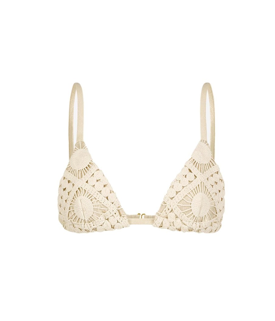 Clothing Sara Cristina | Sun Triangle Bikini Top In Natural Lace