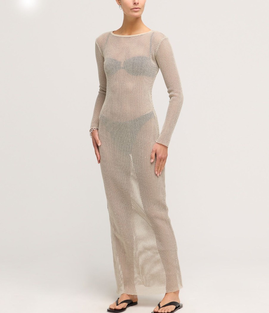 Clothing St Agni | Mesh Long Sleeve Dress In Aloe