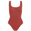 Clothing Hunza G | Square Neck Swimsuit In Metallic Rosewood