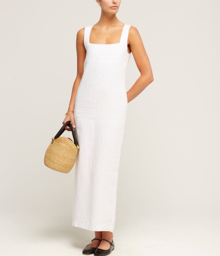 Clothing Posse | Alice Linen Midi Dress In Ivory