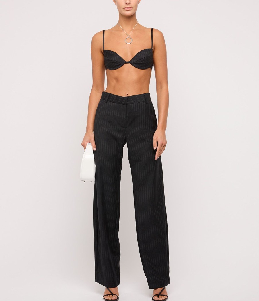 Clothing St Agni | Pinstripe Tailored Trousers In Black