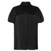 Clothing Esse Studios | Collected Short Sleeve Double Satin Shirt In Black