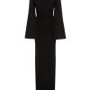 Clothing Solace London | Eliana Crepe Knit Long Sleeve Dress In Black