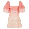 Clothing Acler | Kirton Puff Sleeve Mini Dress In Pearl And Pink