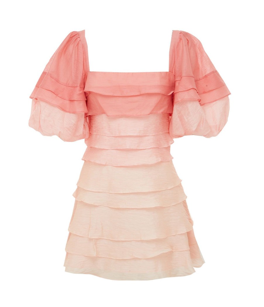 Clothing Acler | Kirton Puff Sleeve Mini Dress In Pearl And Pink