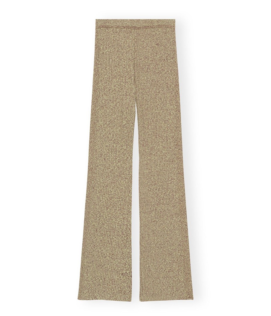 Clothing Ganni | Melange Knit Pants In Brandy Brown