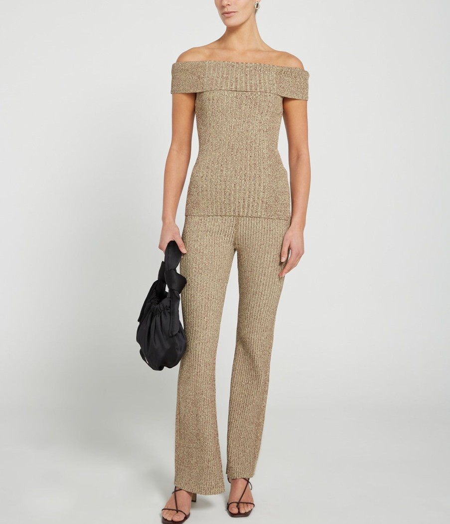 Clothing Ganni | Melange Knit Pants In Brandy Brown