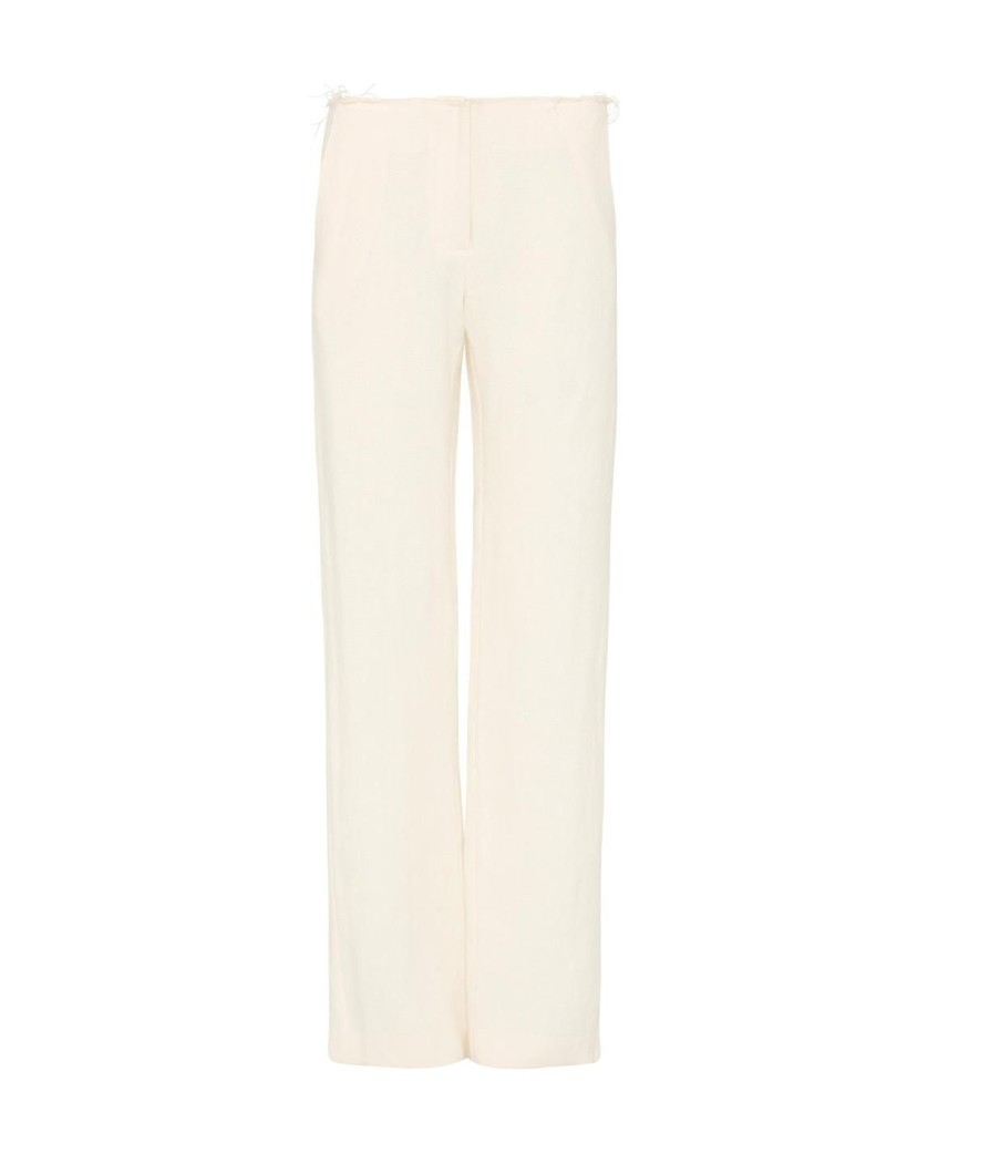 Clothing St Agni | Low Waist Raw Edge Pants In Ivory