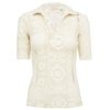 Clothing Albus Lumen | Crochet Polo Top In Creme