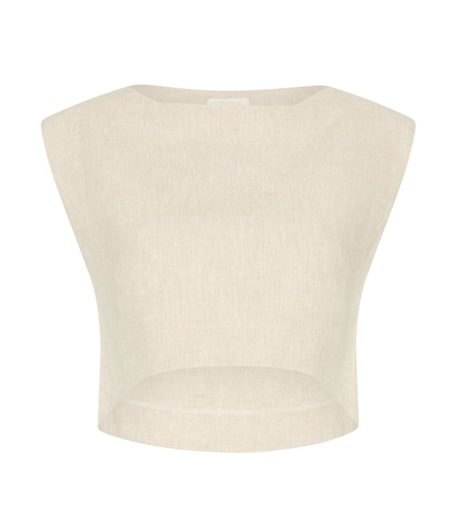 Clothing Posse | Martina Linen Crop Top In Natural