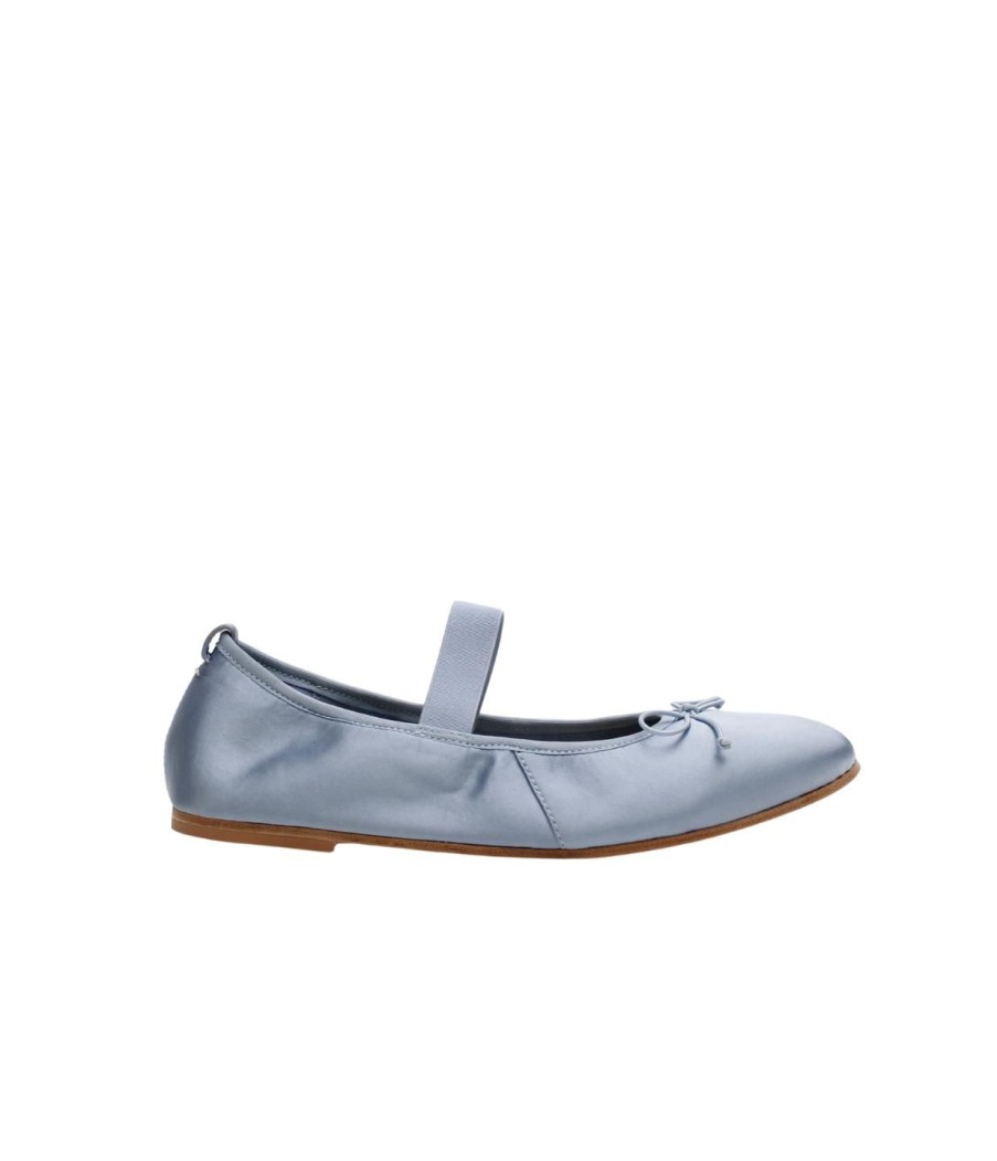 Shoes La Tribe | Ballet Flat In Blue Capri Satin