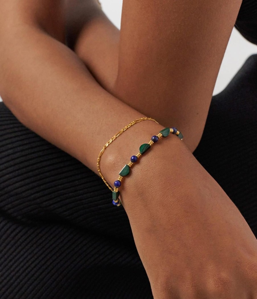 Accessories Missoma | Zenyu Beaded Half Moon Bracelet In Gold And Amazonite