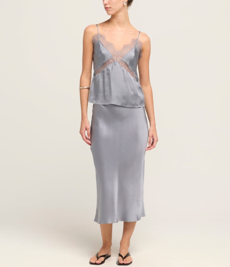 Clothing Anine Bing | Bar Silk Skirt In Grey