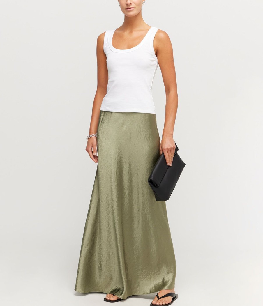 Clothing Vince | Satin Maxi Skirt In Artichoke