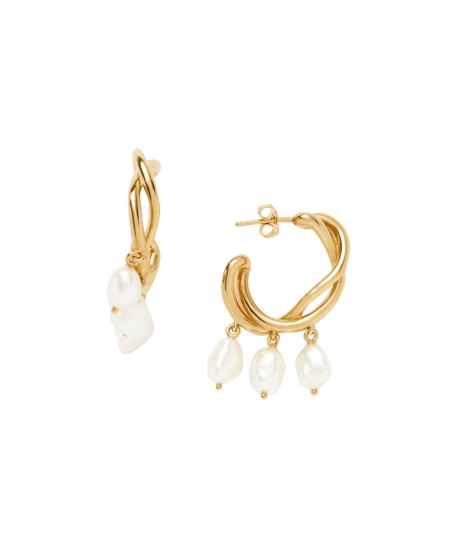 Accessories Missoma | Molten Baroque Pearl Drop Hoop Earrings