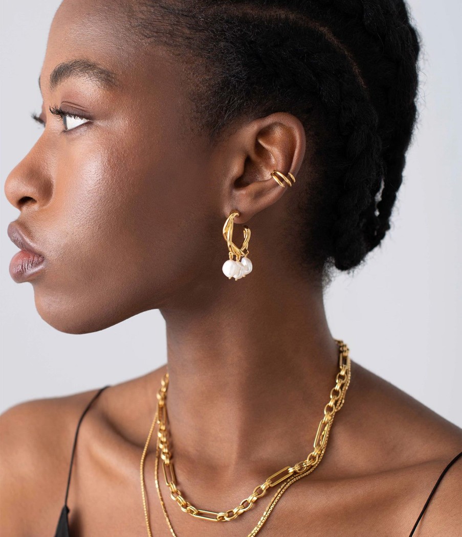 Accessories Missoma | Molten Baroque Pearl Drop Hoop Earrings