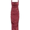 Clothing Leo Lin | Rachel Cowl Neck Slip Dress In Burgundy