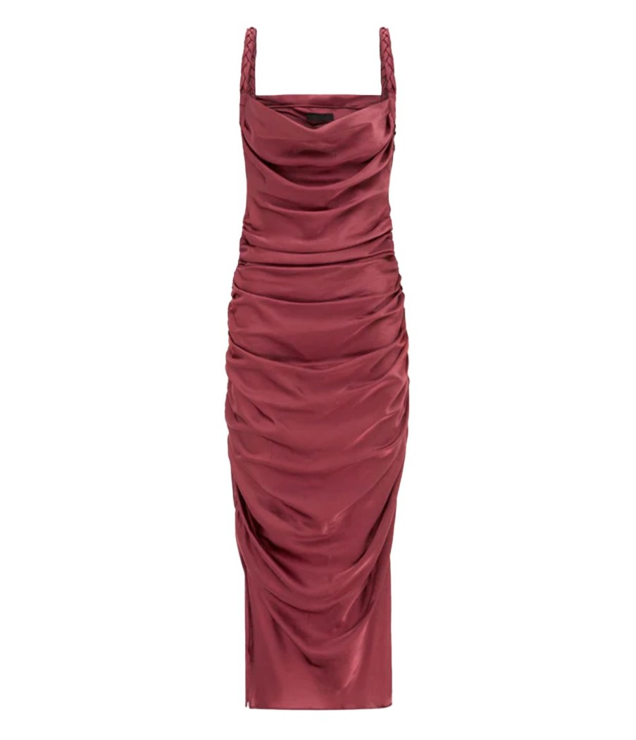 Clothing Leo Lin | Rachel Cowl Neck Slip Dress In Burgundy