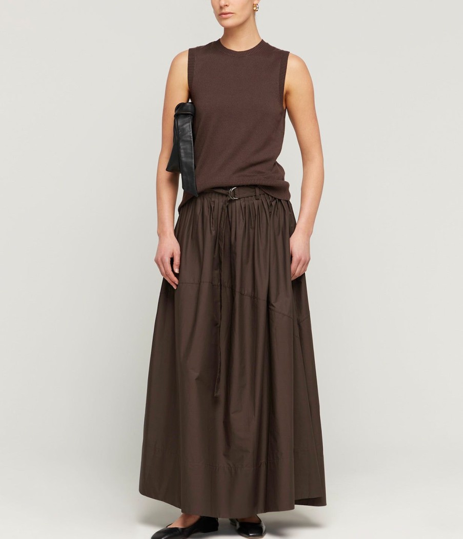 Clothing Lee Mathews | Cotton Cashmere Crew Neck Tank In Chocolate